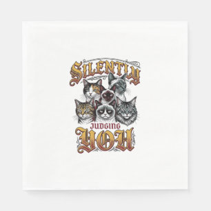 Dich stillschweigend verurteilendes Vintage-Katze- Serviette