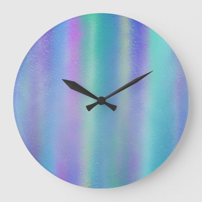 Dichroic Glass Rainbow Colors Art Große Wanduhr (Vorderseite)