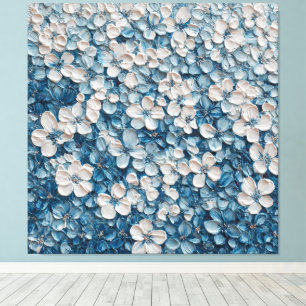 Dichte blaue Blumen-Abstrakte Wandkunst Leinwanddruck