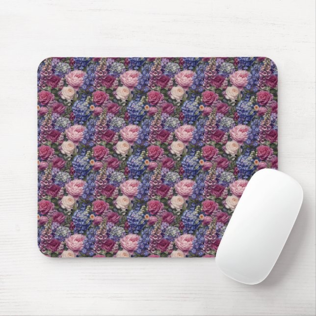 Dichte englische Gartenblumenanordnung Mousepad (Mit Mouse)