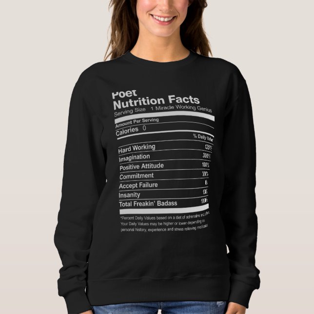 Dichter Ernährung Fakten Funny Sweatshirt (Vorderseite)
