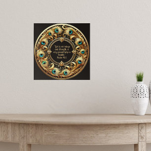 Dick Peacock Feather Frame Bibel Verses Poster