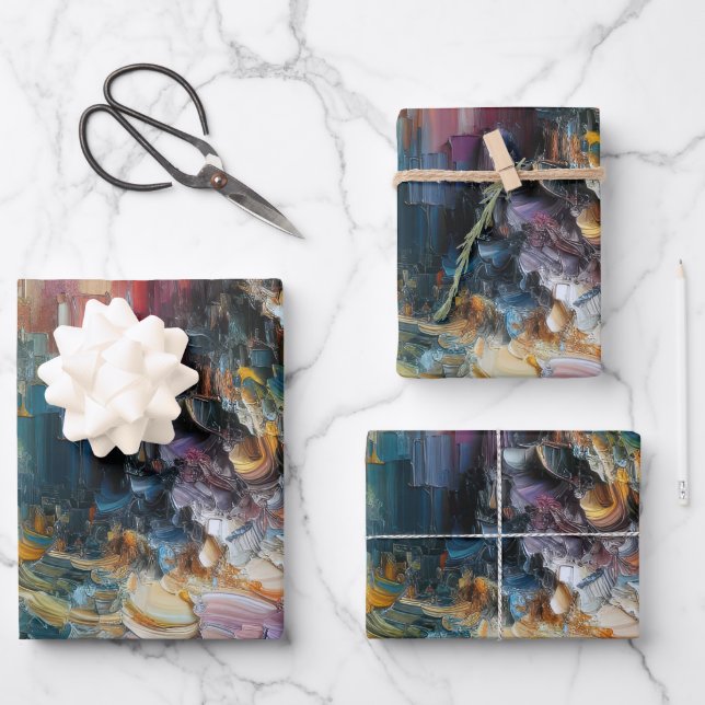 dick Texturierte Farbmuster Geschenkpapier Set (Vorderseite)