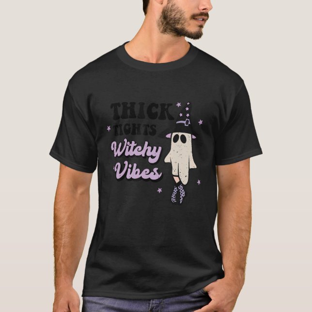 Dick Tights Hexchy Vibes Retro Halloween Celestial T-Shirt (Vorderseite)