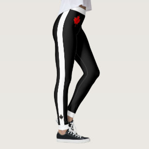 Dick Waistband Canada Maple Leaf auf Black & White Leggings