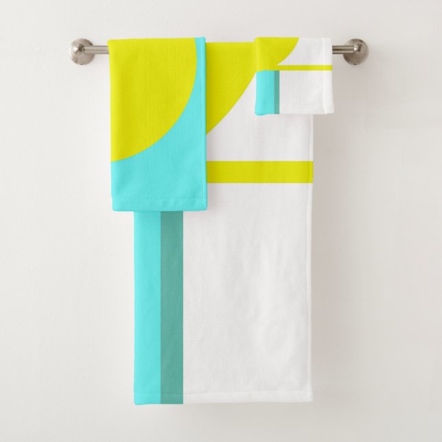 Dicke Abstrakte Art Cirquoise Turquoise Green Yell Badhandtuch Set (Insitu)