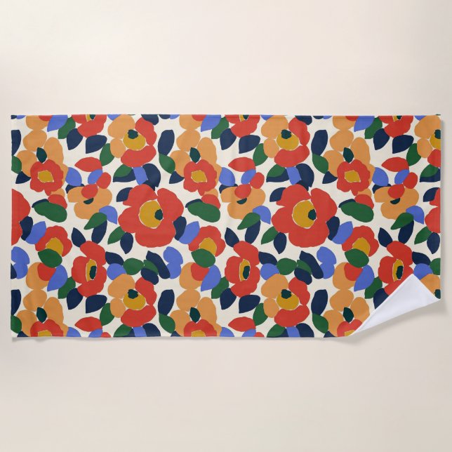 Dicke Abstrakte Blumenmuster Strandtuch (Vorderseite)