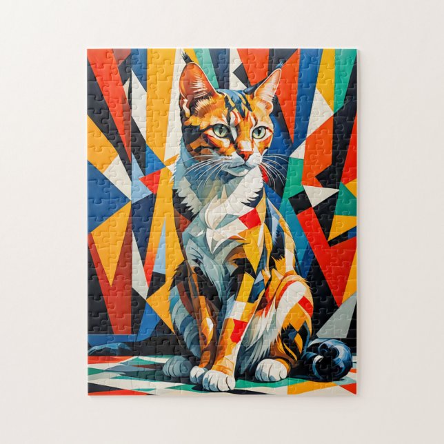 Dicke Abstrakte Cat Artwork Puzzle (Vertikal)