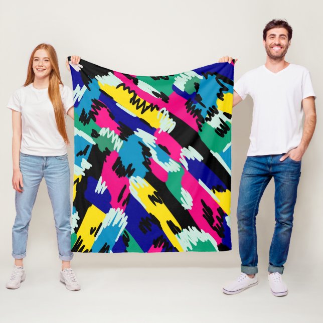 Dicke Abstrakte Kunst in Primärfarben Fleecedecke (Beispiel)