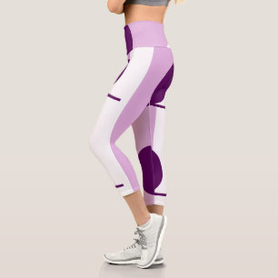 Dicke Abstrakte Kunstzirkulation Lila Pink White Capri Leggings