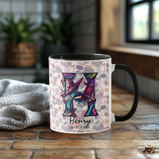 Dicke Abstrakte Monogramm-Tasse - H für Henry Tasse