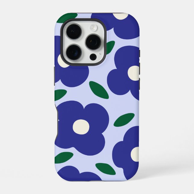 Dicke Abstrakte Retro-Blume-Muster iPhone Hülle (Rückseite)
