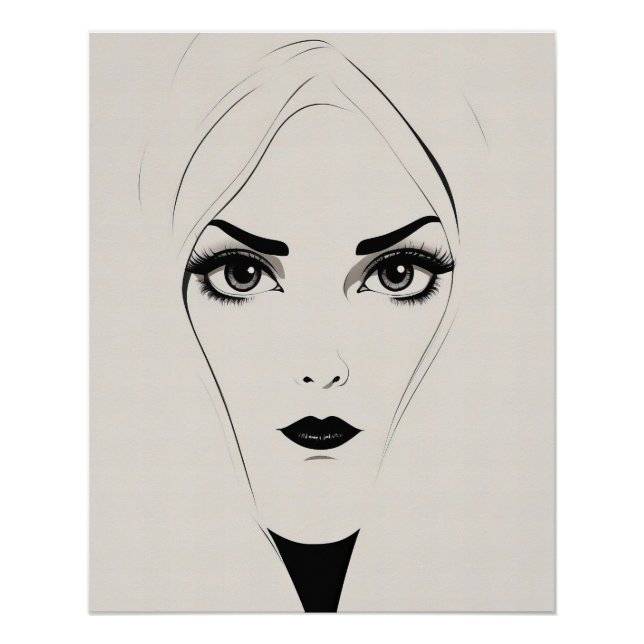 Dicke Abstrakte schwarze und weiße Frau Poster (Vorderseite)