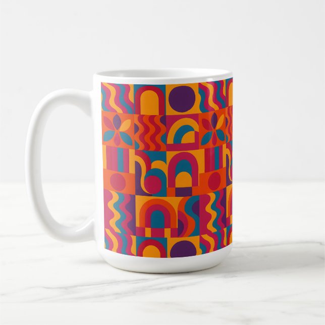 Dicke Abstrakte Tasse - lebendiges Retro-Muster (Links)