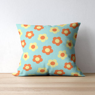 Dicke Aquamarine und orangefarbene Blume Tropical Kissen