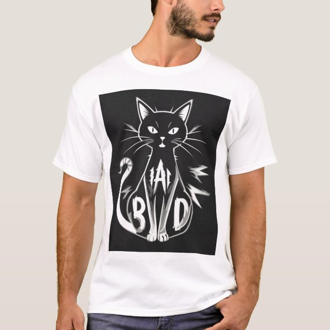 Dicke BAD Cat Art T-Shirt (Vorderseite)