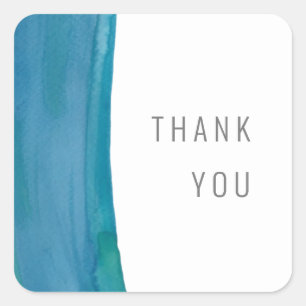 Dicke blaue Aquarellfarbenwellenaufkleber Quadratischer Aufkleber