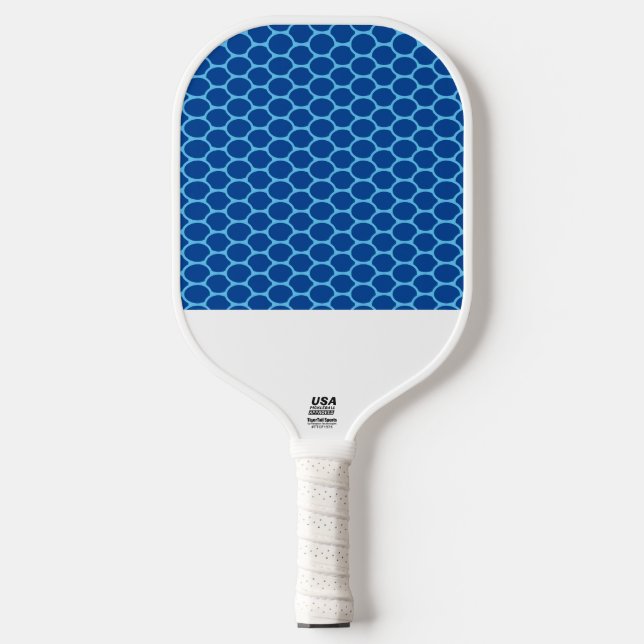Dicke blaue Oval Honeycomb Muster White Base Pickleball Schläger (Vorderseite)