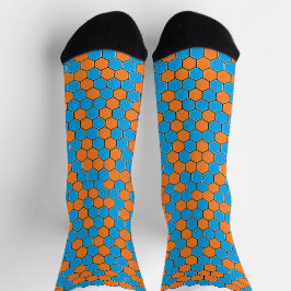 Dicke blaue und orange Honeycomb Socken