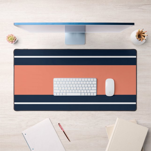 Dicke blaue, weiße Lachs Streifen Schreibtischunterlage (Büro 1)