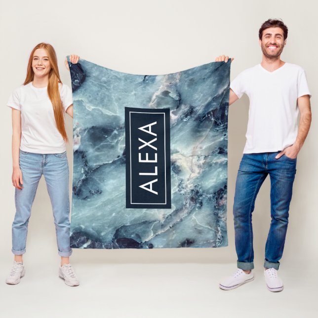 Dicke, blaugraue Imitate mit Marmorstruktur Fleecedecke (Beispiel)