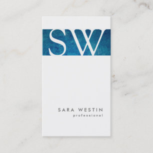 Dicke Blue Grunge Strip Monogram Business Card Visitenkarte
