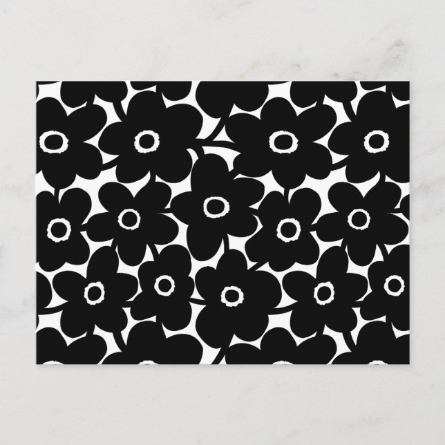 Dicke Blume - Schwarz und Weiß Postkarte (Vorderseite)
