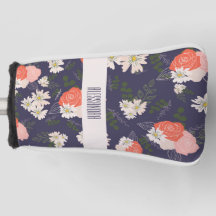 Dicke Blumendoodles in pfirsichrosa und marineblau