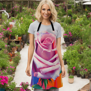 Dicke Bohemisch Rosa Rose Künstlerisch Personalisi Schürze