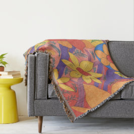 Dicke Bohemische Orange Garden Print Decke