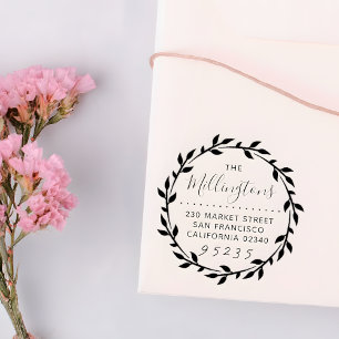 Dicke botanische Schriftzeichen Name und Rücksende Permastempel