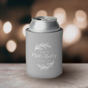 Dicke Branch Wedding Monogram   Grau Dosenkühler