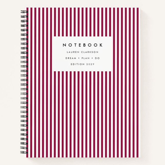 Dicke Burgundy Vertikal Strip-Notebook Notizbuch (Vorderseite)