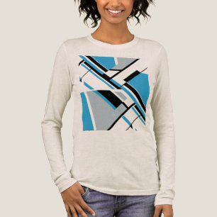 Dicke diagonalblaue schwarze Grau MCM Abstrakt aus Tri-Blend Shirt