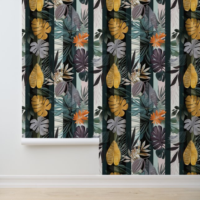 Dicke, dynamische vertikale Streifen mit Pflanze-B Tapete (Anwendung)