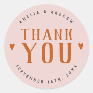 Dicke einfache Herzkoralle Rosa Gastgeschenk Hochz Runder Aufkleber