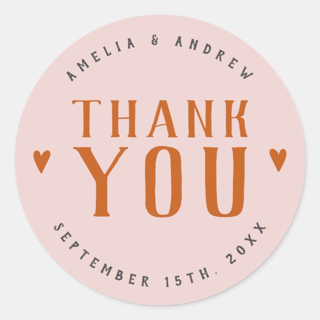 Dicke einfache Herzkoralle Rosa Gastgeschenk Hochz Runder Aufkleber (Vorderseite)