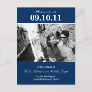 Dicke Erinnerung Save the Date Postkarte (Marine)