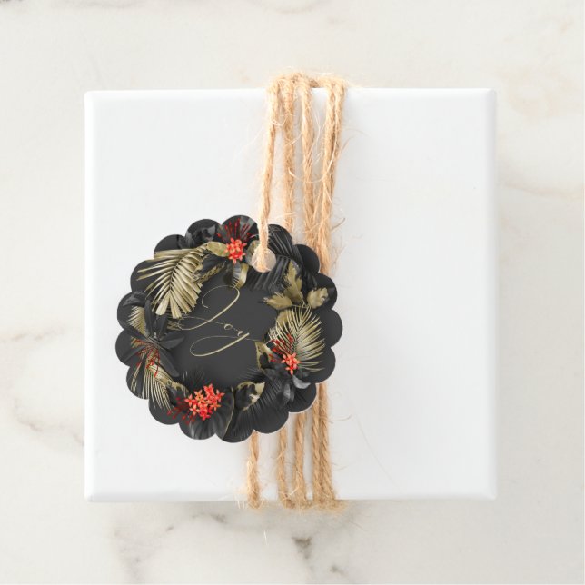 Dicke exotische tropische Blätter schwarzes Gold r Geschenkanhänger (Beispiel)