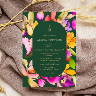 Dicke fallübergroße Foto-Hochzeit mit floralen Aqu Einladung