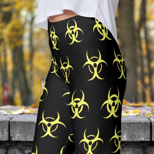 Dicke Gelb- und Schwarz-Biogefährdung Leggings (Biohazard Yellow on Black Leggings)