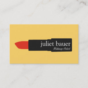 Dicke gelbe Moderne Makeup Künstler Lipstick Beaut Visitenkarte