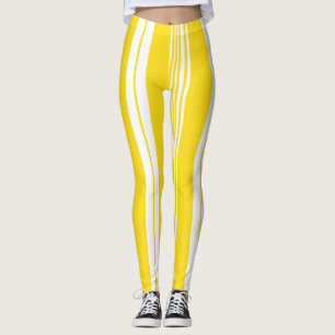 Dicke gelbe weiße Liege gestreift sportlich Leggings