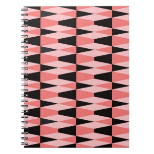 Dicke geometrisch schwarz rosa Muster Notizblock