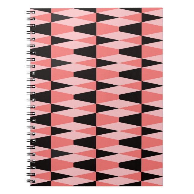 Dicke geometrisch schwarz rosa Muster Notizblock (Vorderseite)