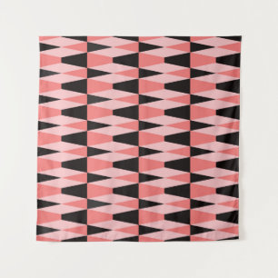Dicke geometrisch schwarz rosa Muster Wandteppich