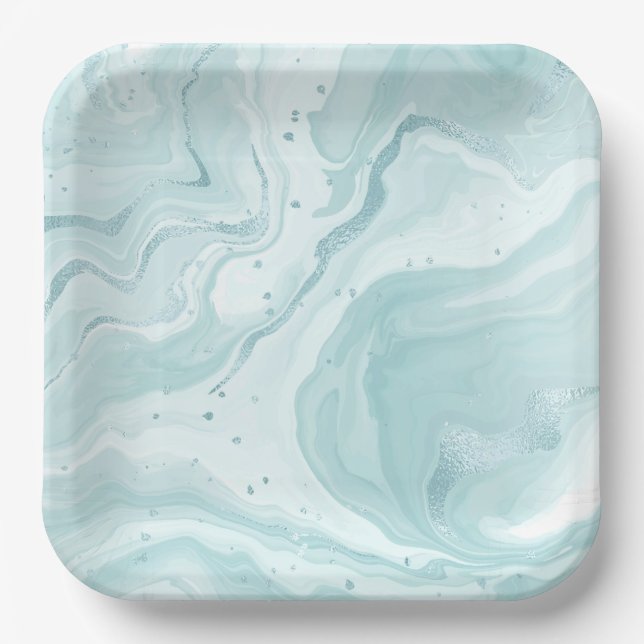 Dicke geometrische Muster auf Tellern mit quadrati Pappteller (Vorderseite)