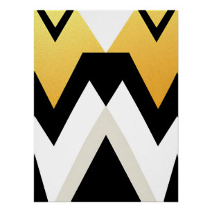 Dicke geometrische Muster in Schwarz-weiß und Gold Poster