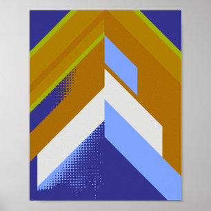 Dicke geometrische Pfeil Abstrakt in Blau und Oran Poster