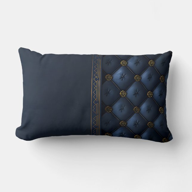 Dicke Gold und Navy Blue Abstrakt Lendenkissen (Vorderseite)